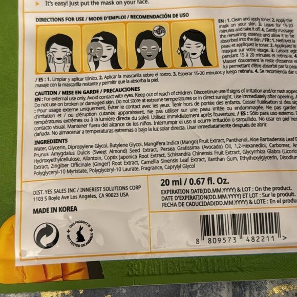 Pick Up & Go Fruity mango and orange Facial Mask NEW 20ML / 0.67 FL OZ - Picture 10 of 11